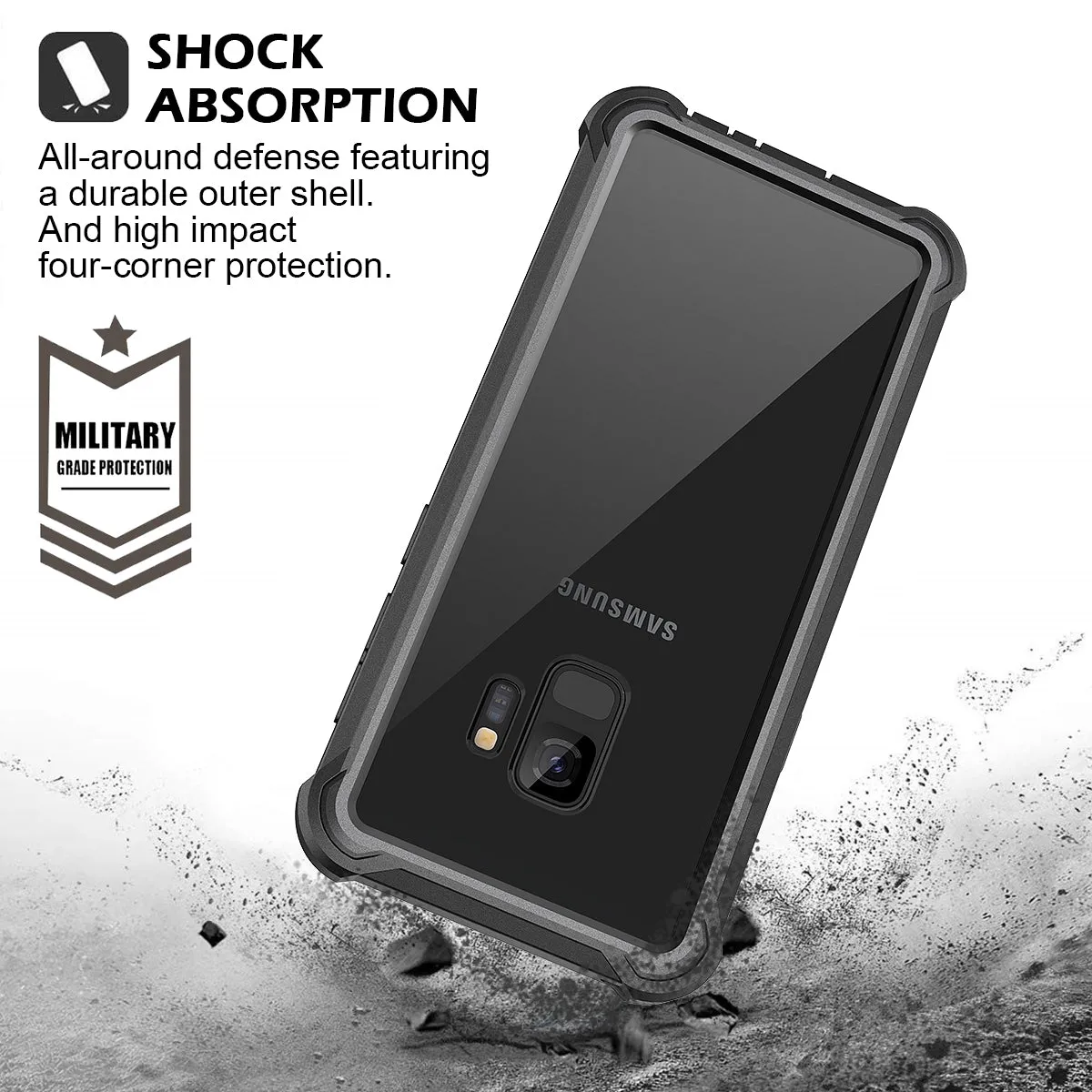 Dexnor cover Galaxy S9 nera 360° antiurto con pellicola