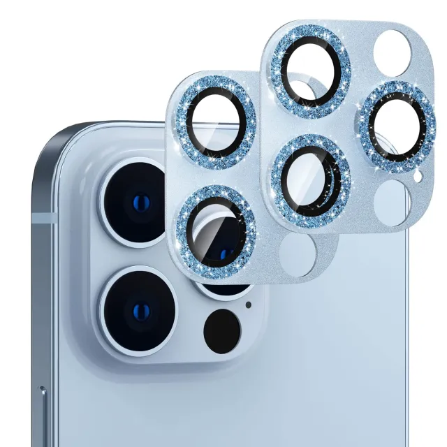 CloudValley iPhone 13 Pro vetro fotocamera glitter azzurro 2pz