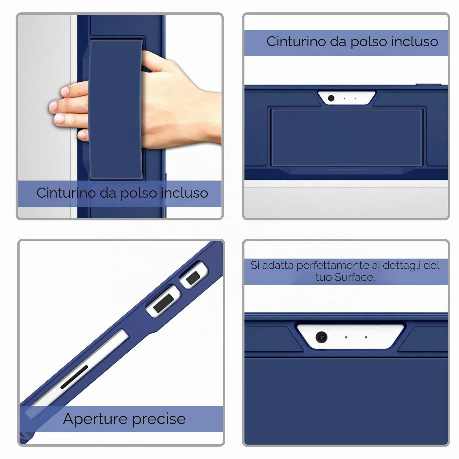 MoKo Cover Surface Pro 7+/7/6/5/4 Custodia TPU Blu Cinghia