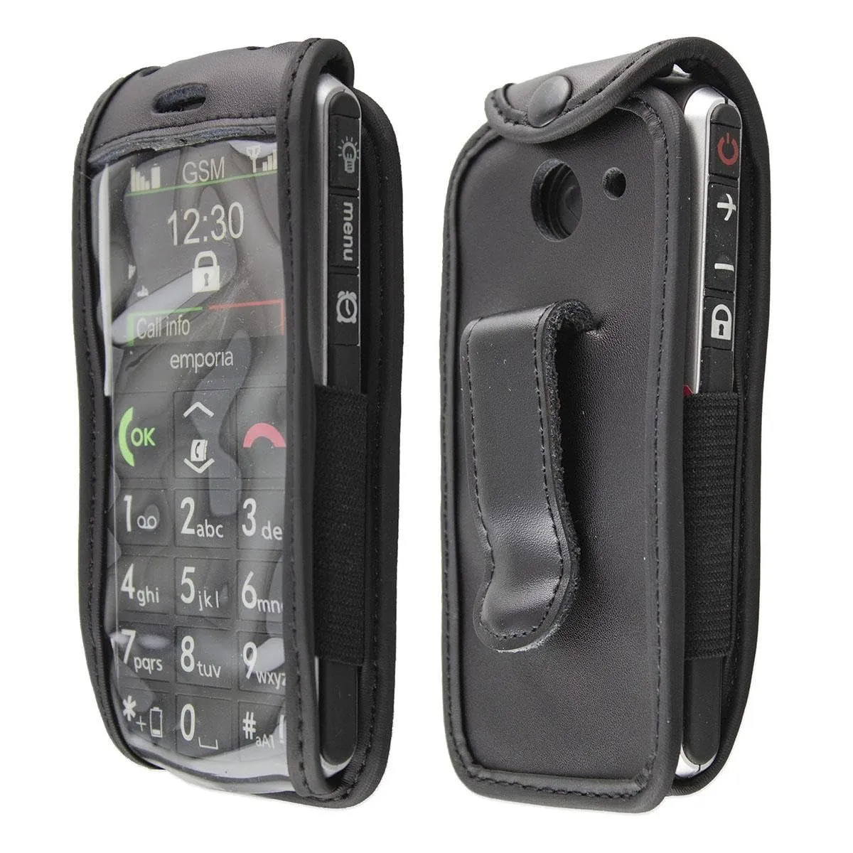 caseroxx Pure V25 fondina pelle vera nera clip cintura finestra