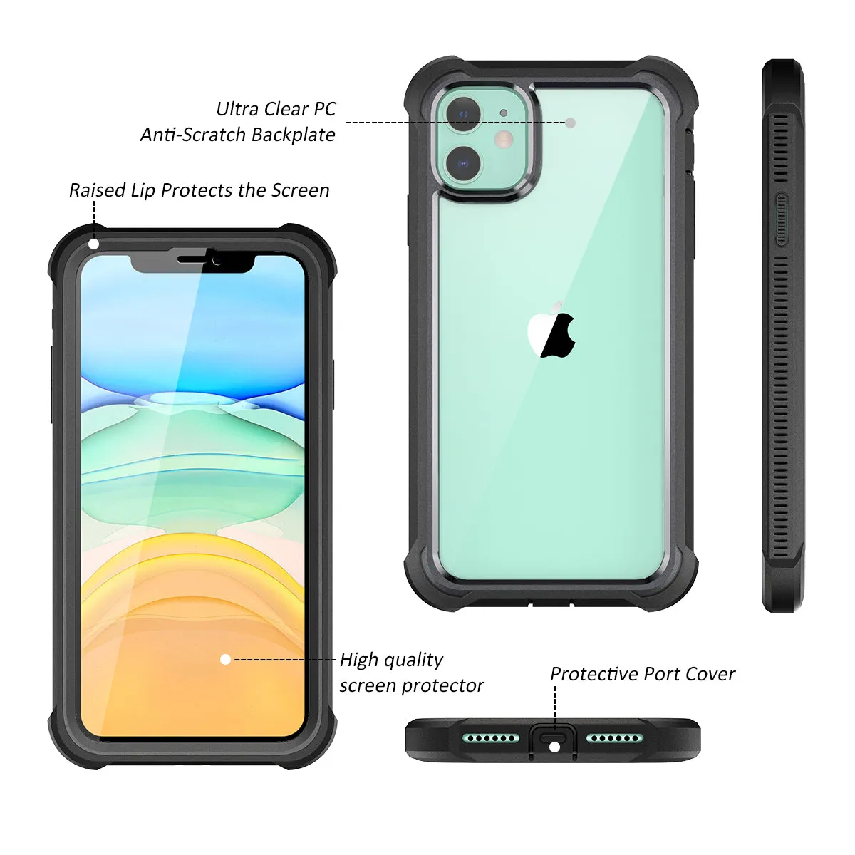 Dexnor cover iPhone 11 nera con pellicola integrata antishock