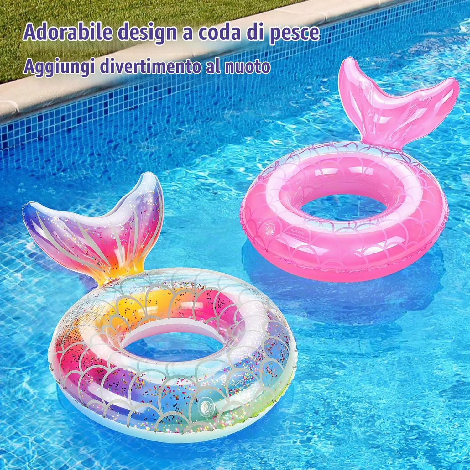 MoKo Sirena ciambella nuoto S 58cm argento gonfiabile