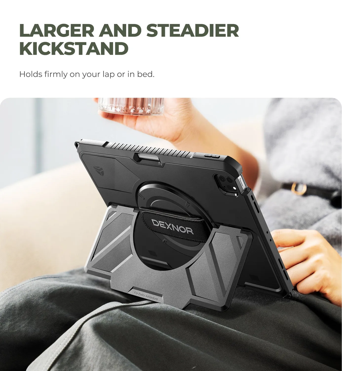 Dexnor iPad Pro 12.9 2022 cover nera con tracolla