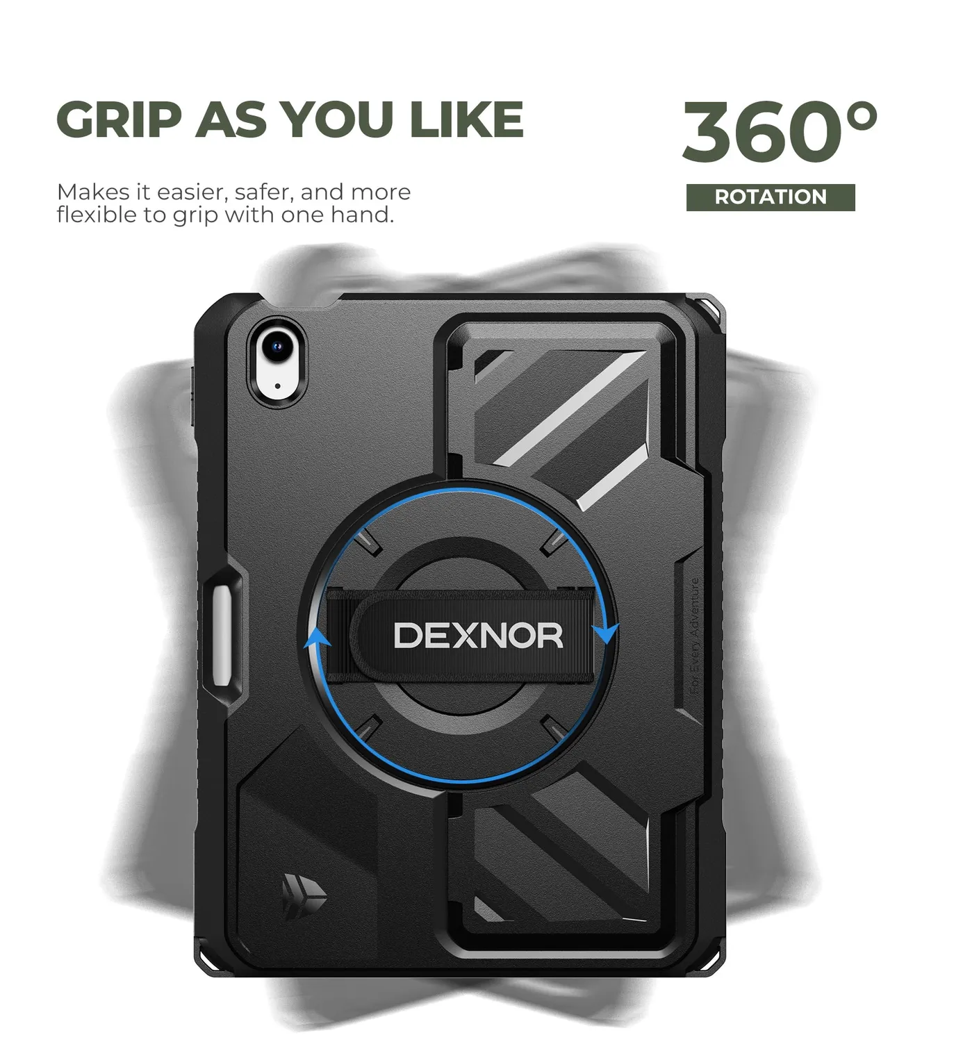 Dexnor iPad 10 10,9" custodia rugged nera mano