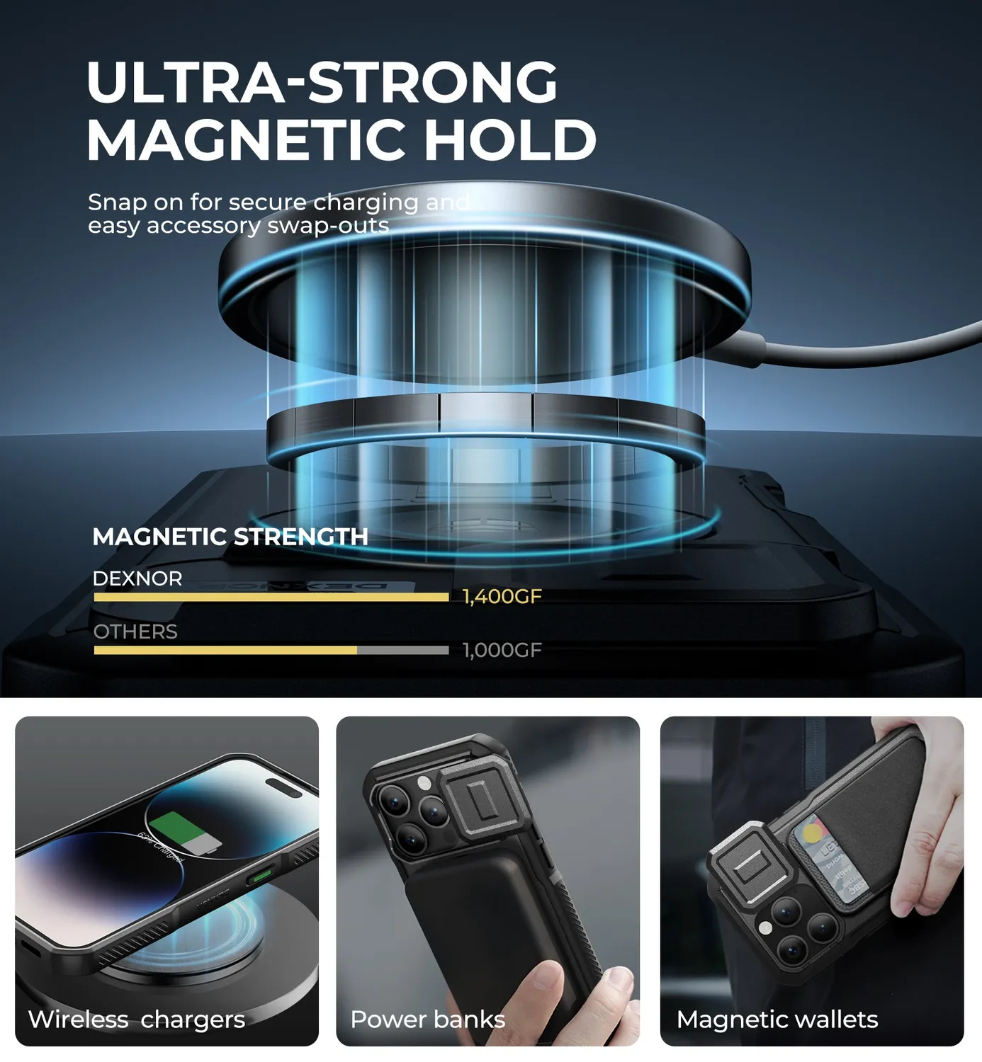 Dexnor iPhone 14 Pro cover nera antiurto MagSafe