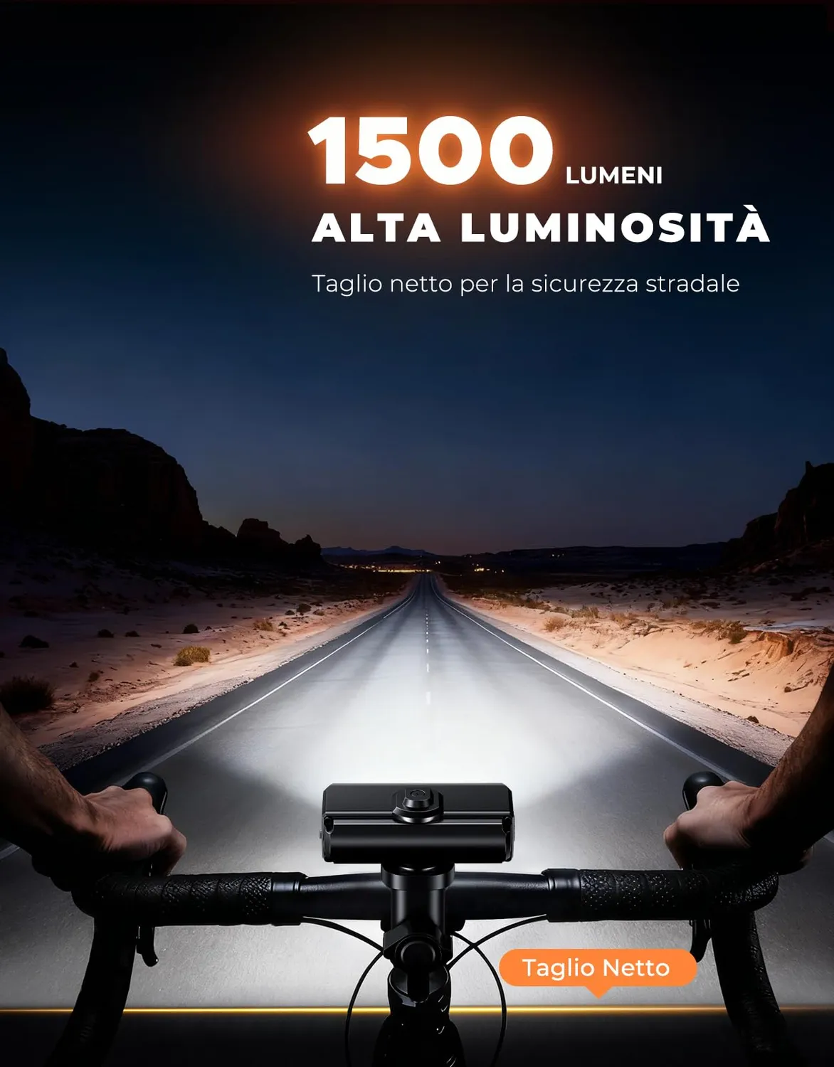 EOIWUY Luci bici LED 1500 lumen anteriori posteriori
