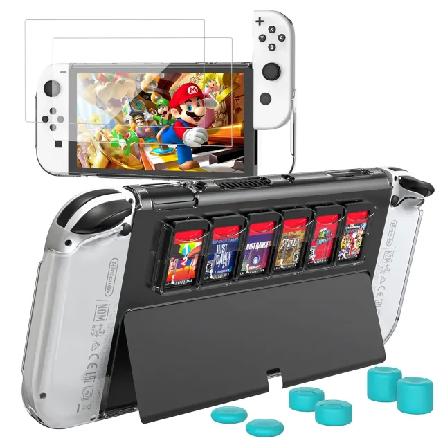 MoKo Switch OLED cover trasparente blu kit 9 pezzi