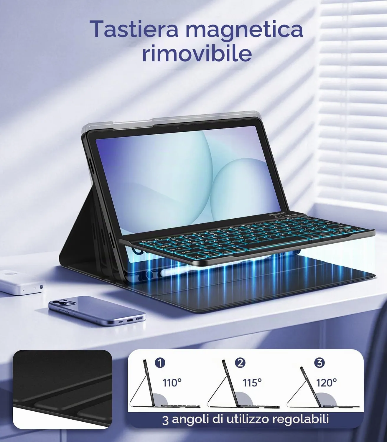 MoKo Custodia Tastiera Galaxy Tab A11+ A9+ 11 Nero QWERTY