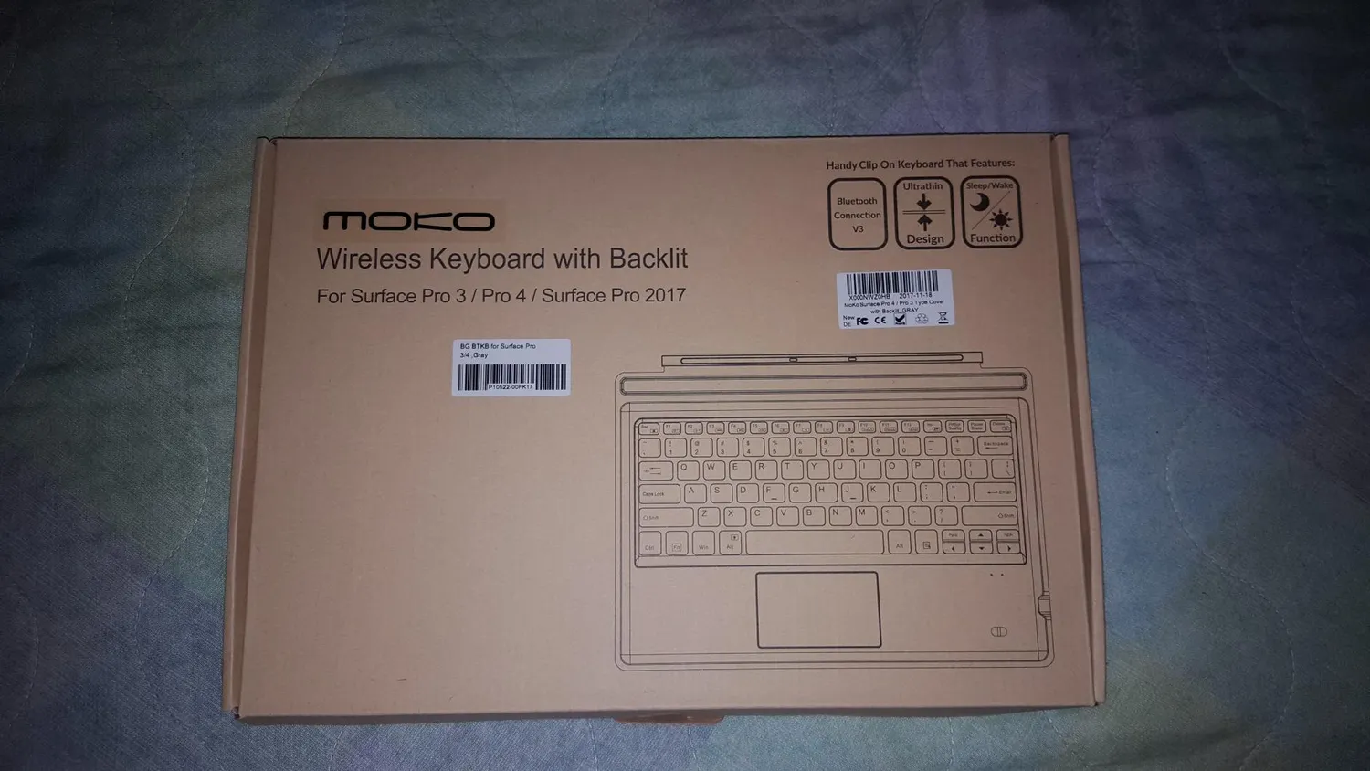MoKo per Surface Pro 3-7 Plus tastiera bluetooth grigia retroilluminata