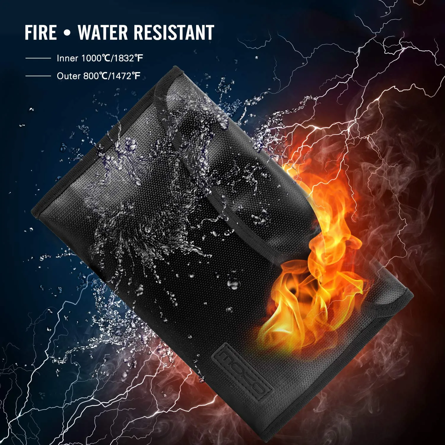 MoKo Sleeve Ignifuga 27x16,5 custodia documenti nera fuoco