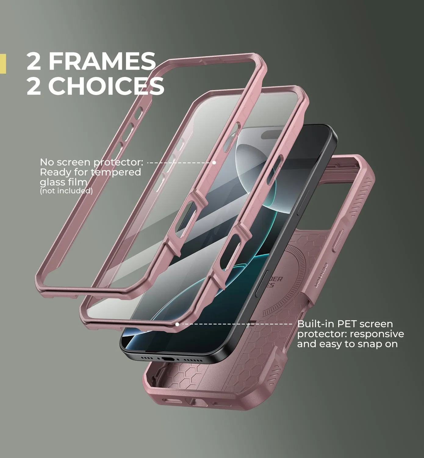 Dexnor iPhone 16 Pro Max cover rosa MagSafe antiurto
