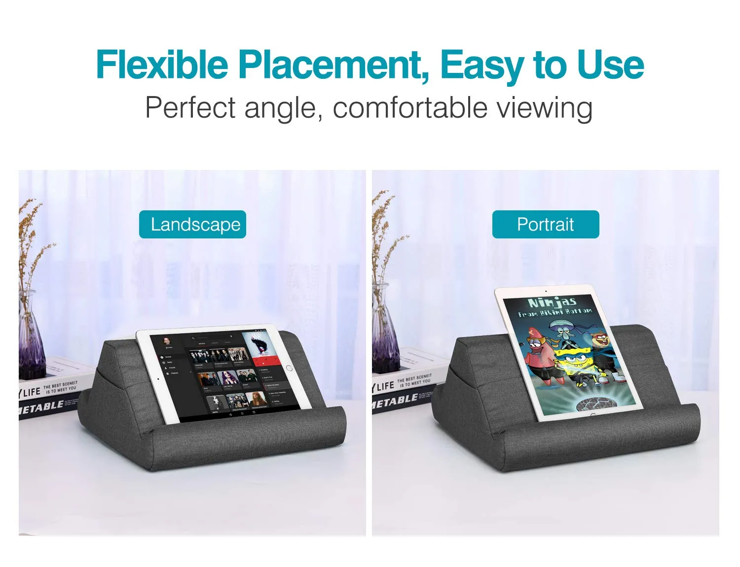MoKo Supporto Tablet Cuscino Grigio Multi-Angolo Tasca