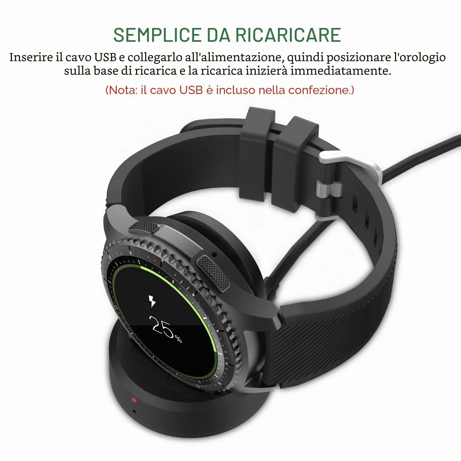 MoKo Samsung Gear S3 base ricarica wireless Qi nera