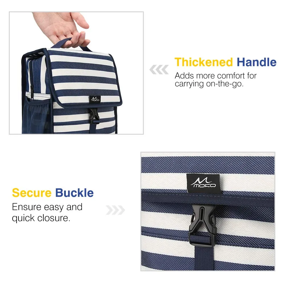 MoKo Borsa Termica Porta Pranzo Strisce Bianche e Blu Pieghevole