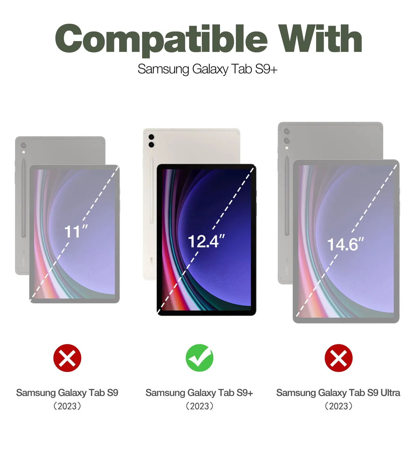 Dexnor cover Galaxy Tab S9+ con pellicola nera rugged