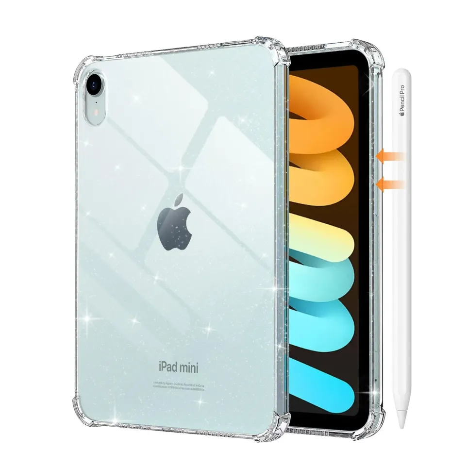 MoKo Cover iPad mini 7/6 8,3" Trasparente Glitter Chiaro TPU