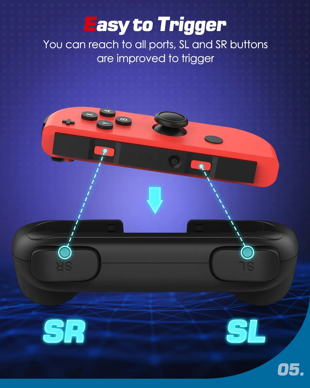 MoKo Impugnatura Joy-Con Nintendo Switch Controller nero ABS