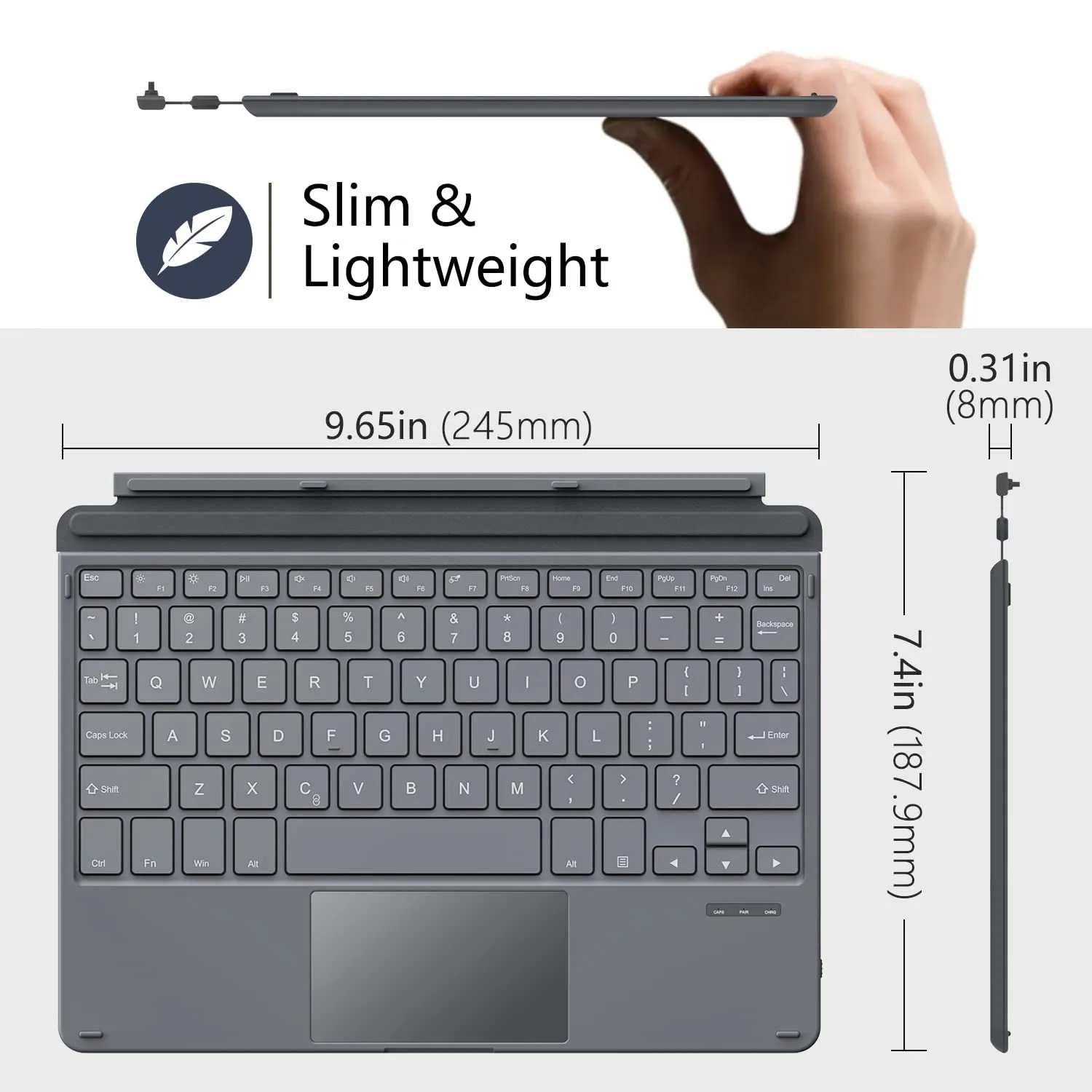 MoKo Surface Go Tastiera Bluetooth Grigia QWERTY inglese