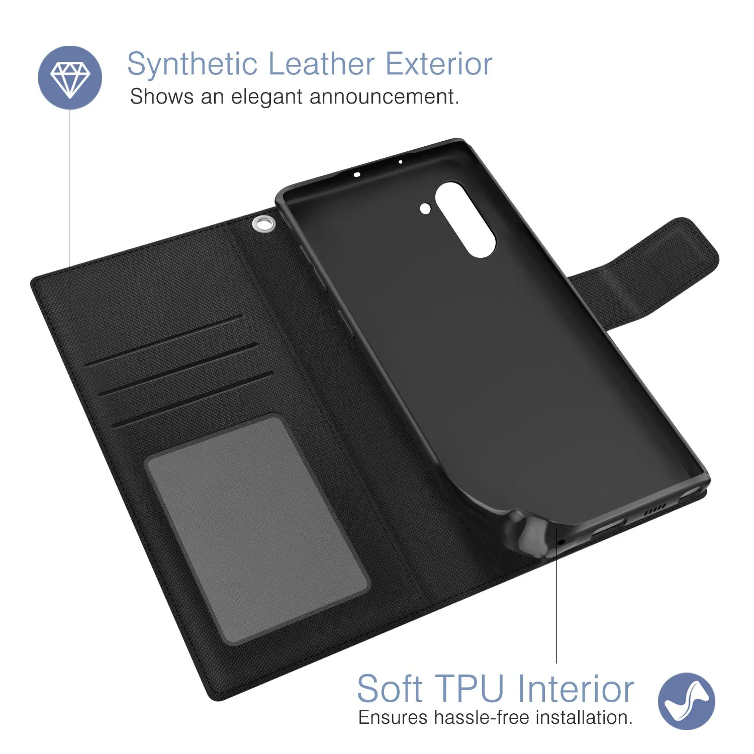 MoKo portafoglio cover Galaxy Note 10 6.3" nero ardesia