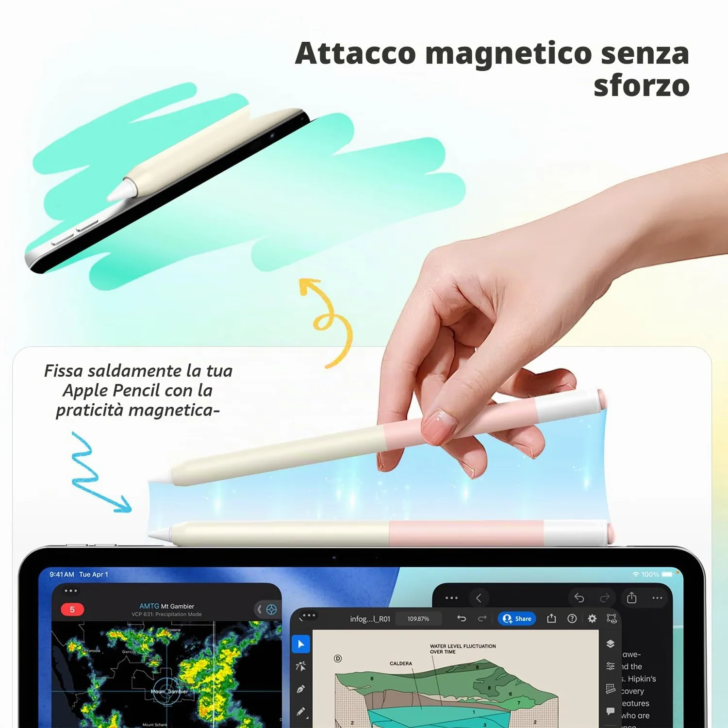 MoKo Apple Pencil USB-C cover silicone rosa latte