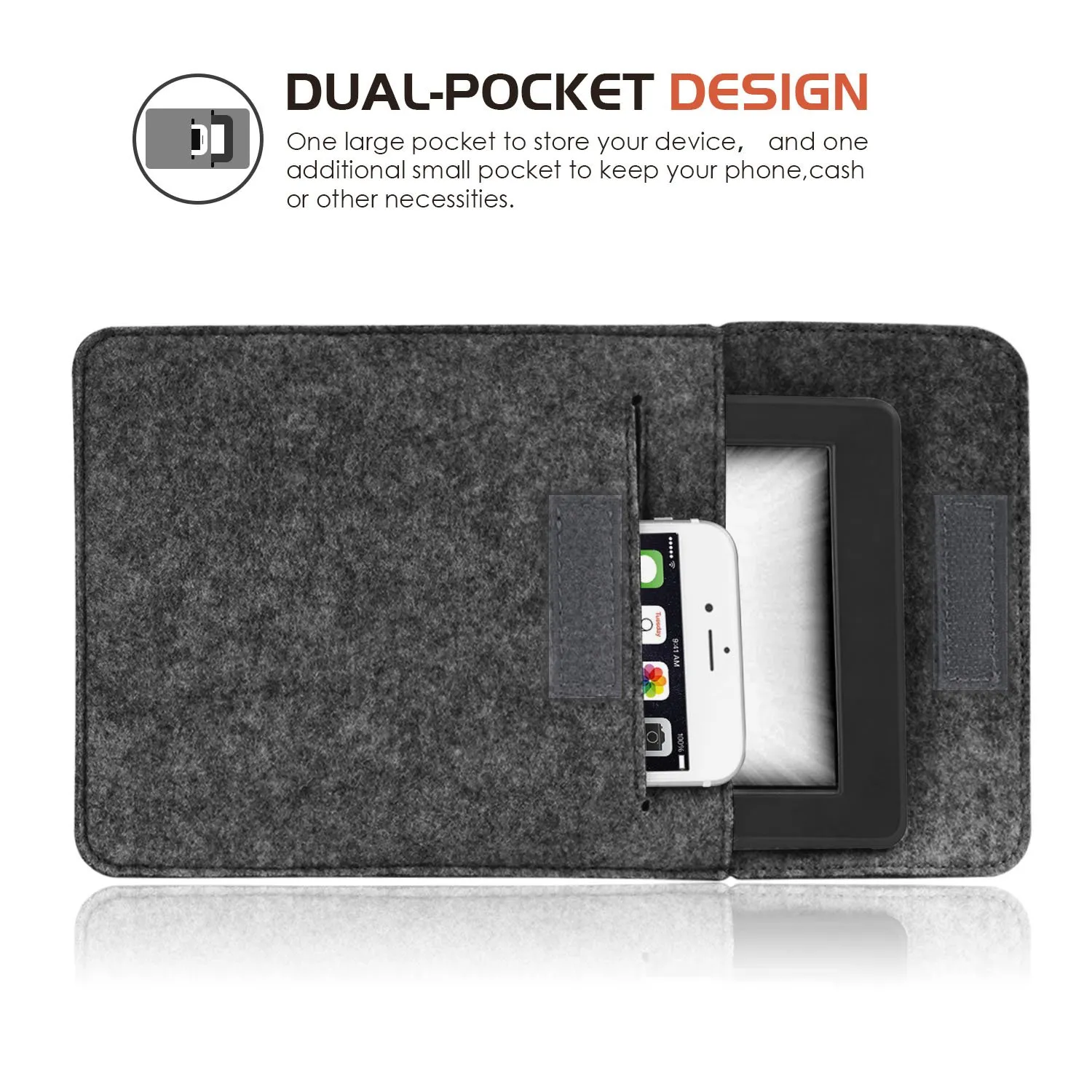 MoKo Custodia Kindle Paperwhite Feltro Grigio Scuro Protettiva