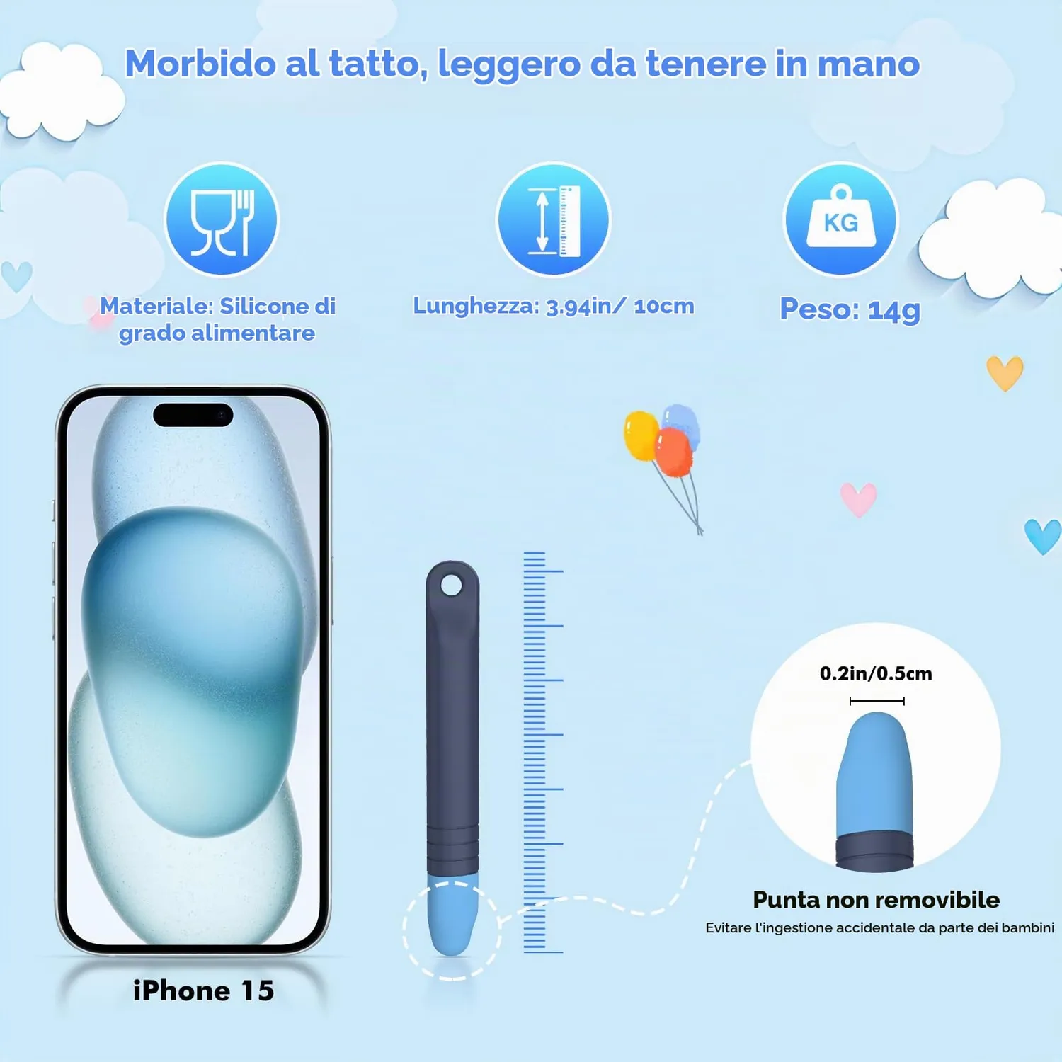 MoKo Stilo Touchscreen Bambini 2 Pezzi Blu+Viola Morbido