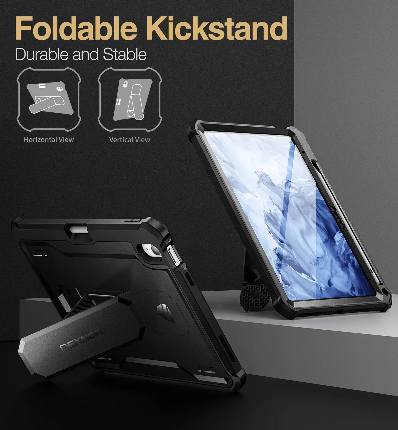 Dexnor iPad 2022 cover rugged con pellicola e stand