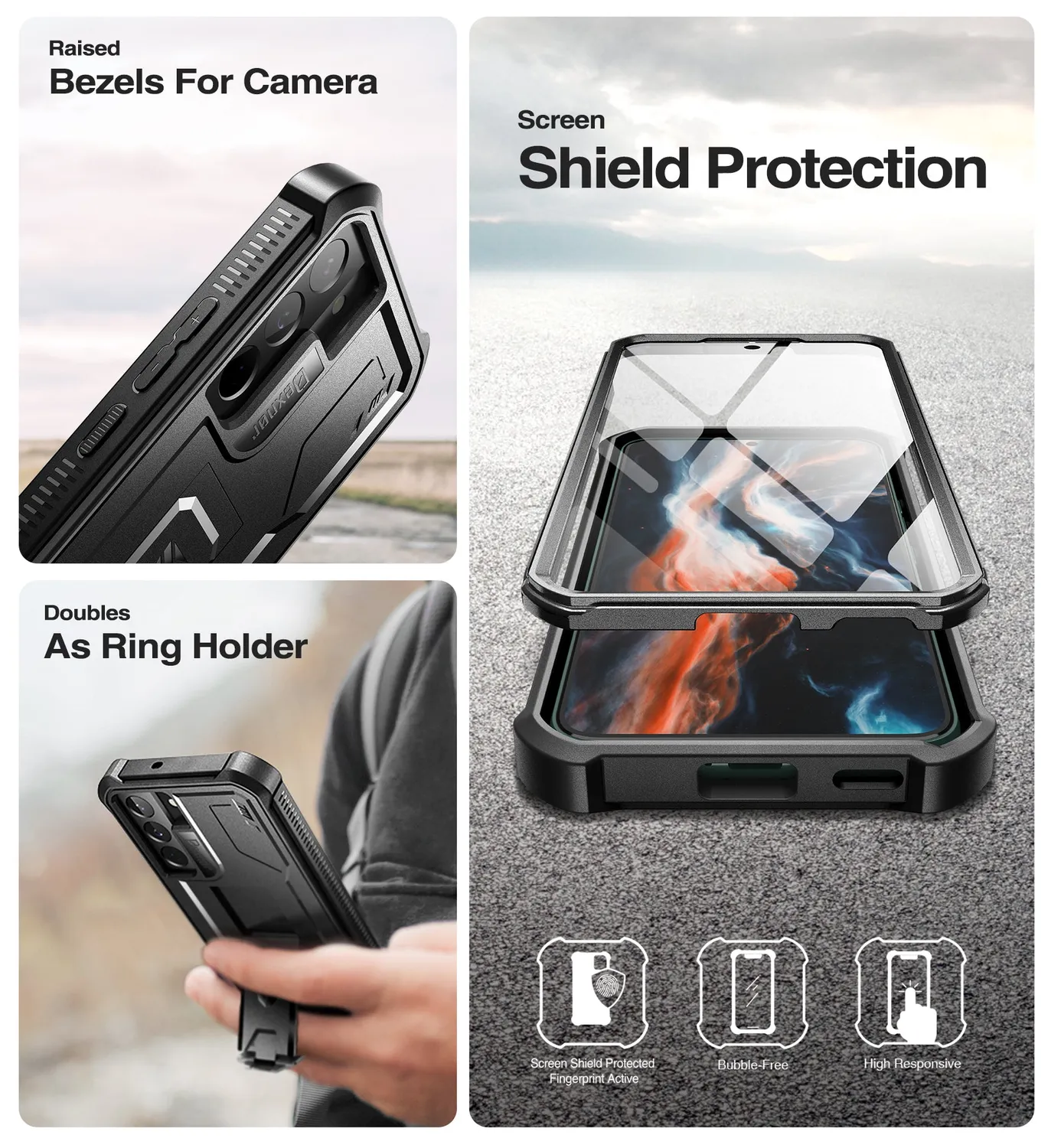 Dexnor Cover Samsung Galaxy S22 5G Nera con Kickstand