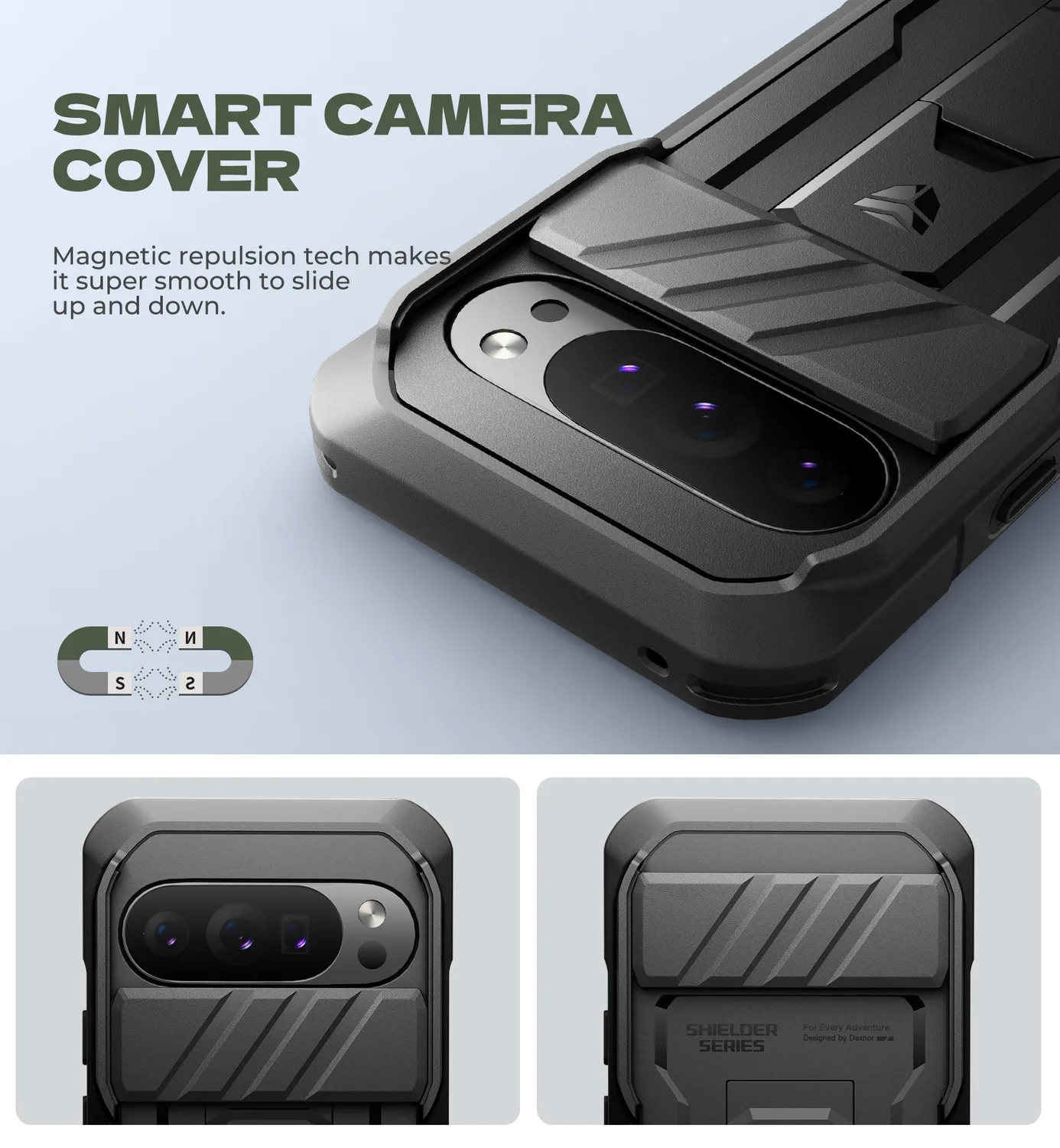 Dexnor Pixel 10 custodia nera antishock con stand