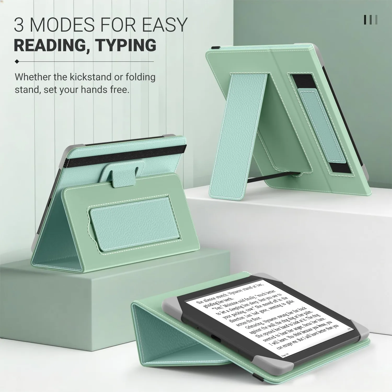 MoKo Kindle 6 pollici custodia verde tequila litchi stand
