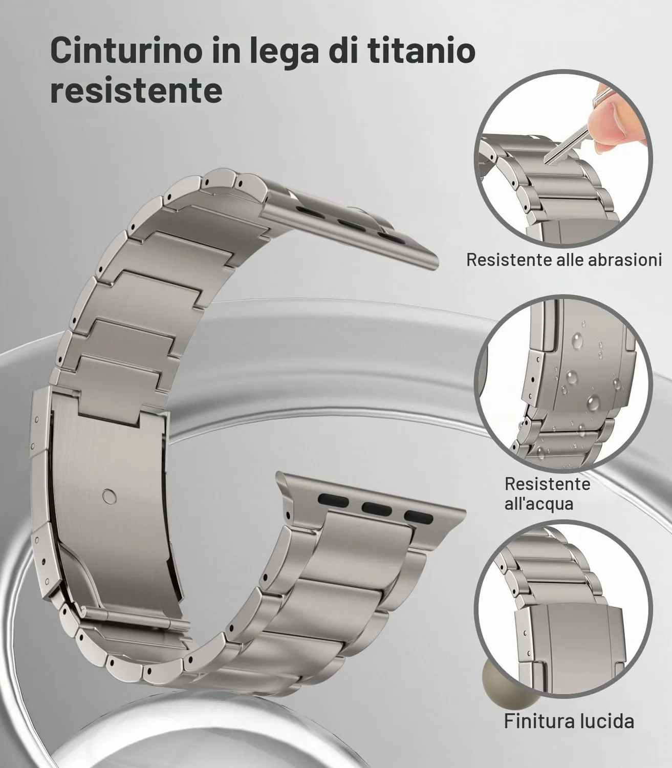 MoKo Cinturino Titanio Apple Watch 42-49mm Doppio Pulsante