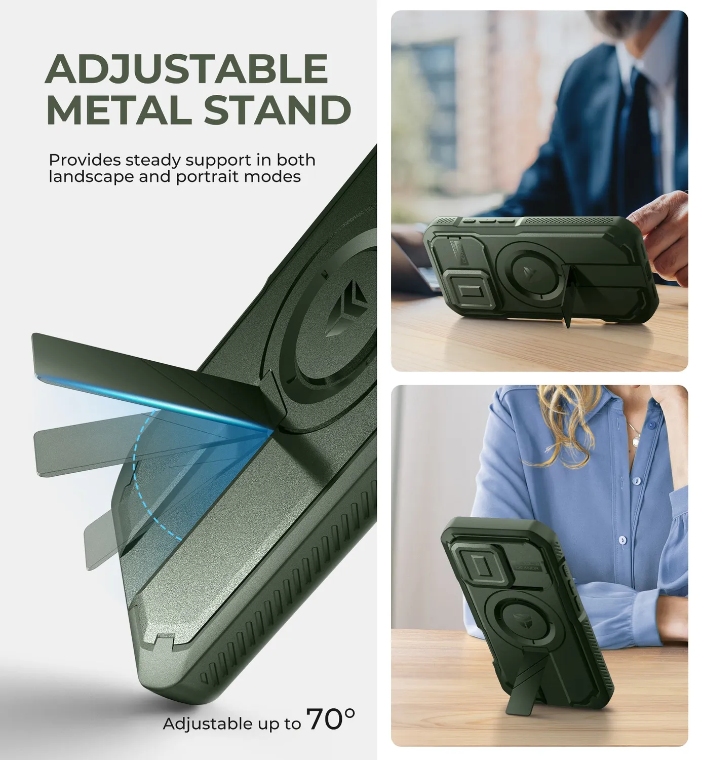 Dexnor cover iPhone 16 Pro MagSafe verde con stand