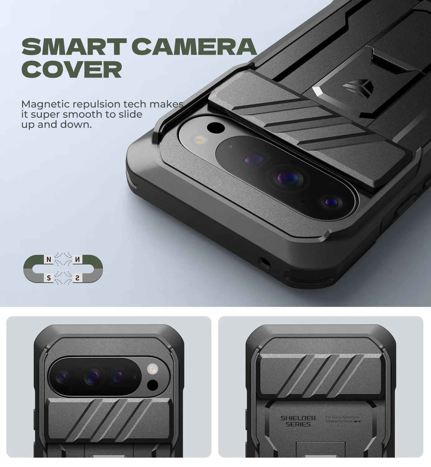 Dexnor Pixel 10 Pro XL cover nera kickstand protezione 360