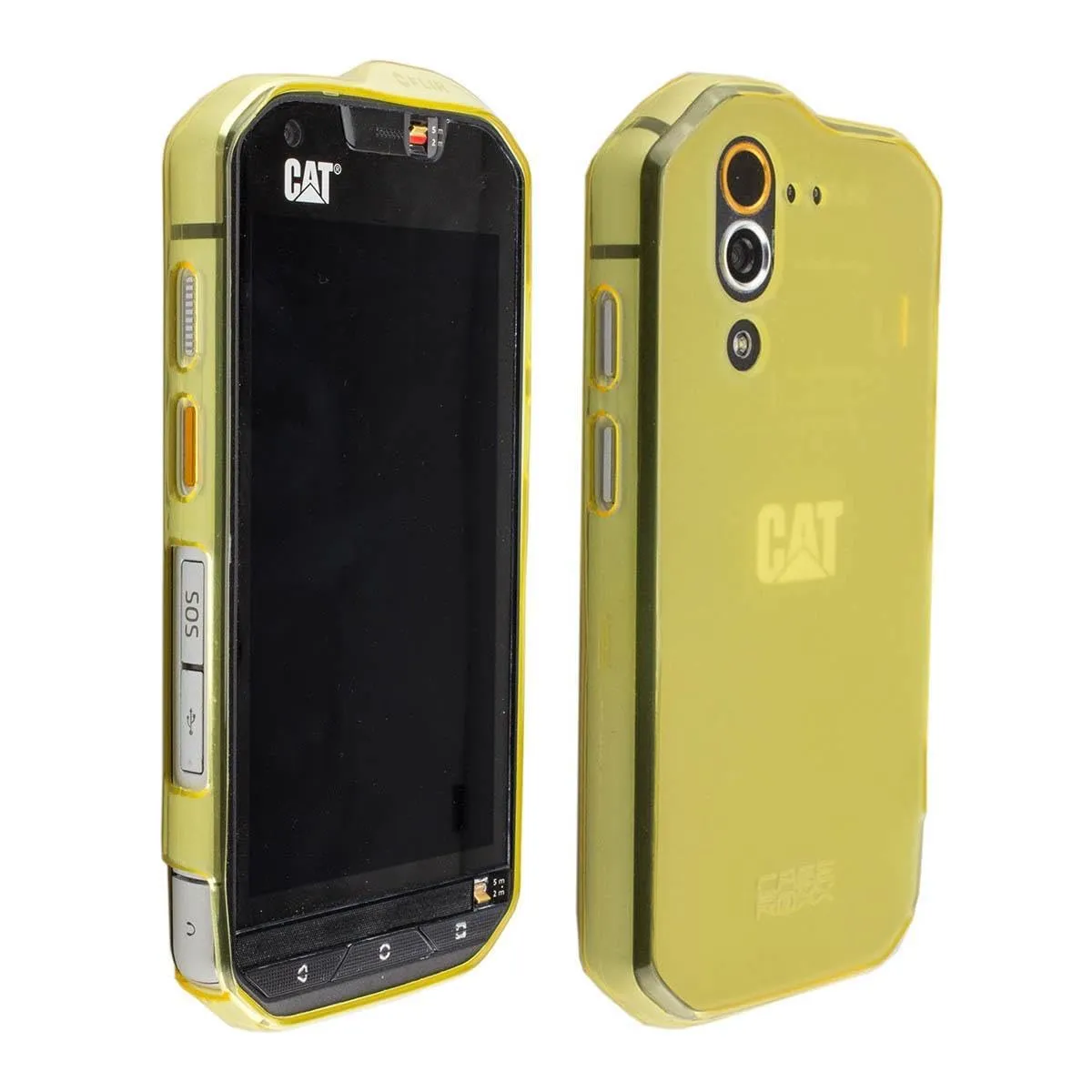 caseroxx Cat S60 cover TPU gialla antiurto bordi rialzati