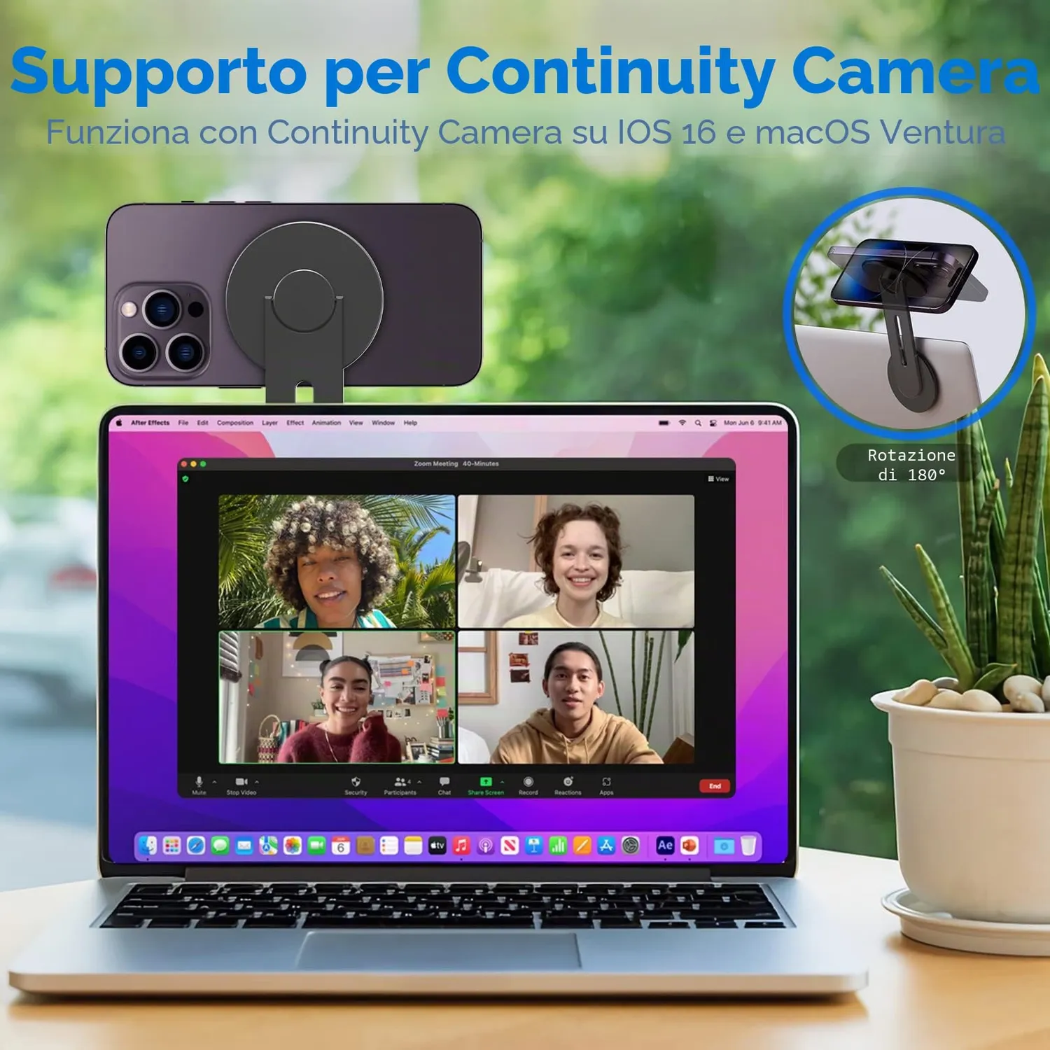 CloudValley supporto magnetico telefono laptop nero sottile