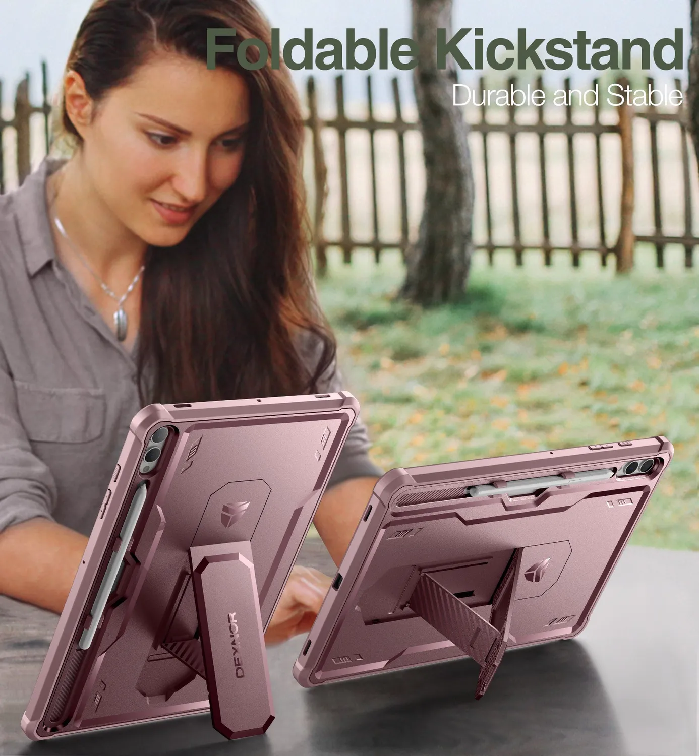 Dexnor Galaxy Tab S9 Plus custodia rugged rosa