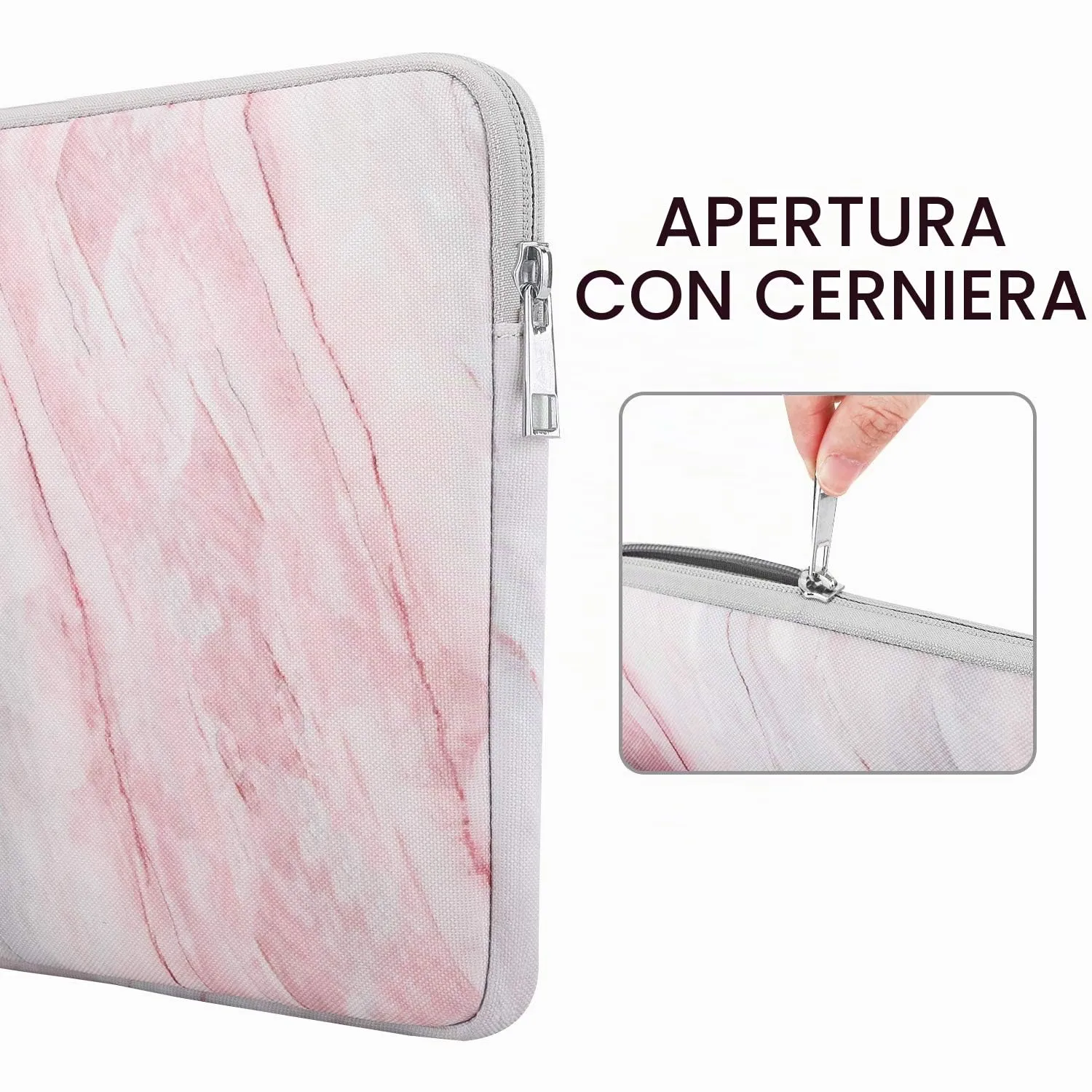 MoKo Custodia Tablet 9-11 Pollici Marmo Rosa Grigio Doppia Tasca