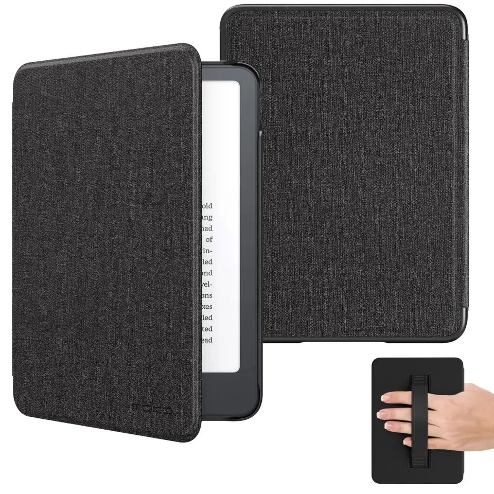 MoKo Custodia Kindle 12a Gen 6" Denim Nero con cinghia mano