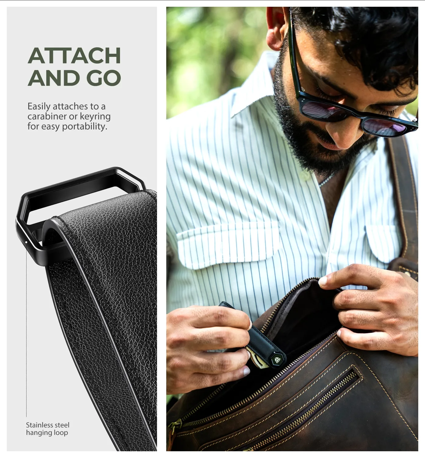 Dexnor portachiavi organizer pelle nero fino a 6 chiavi