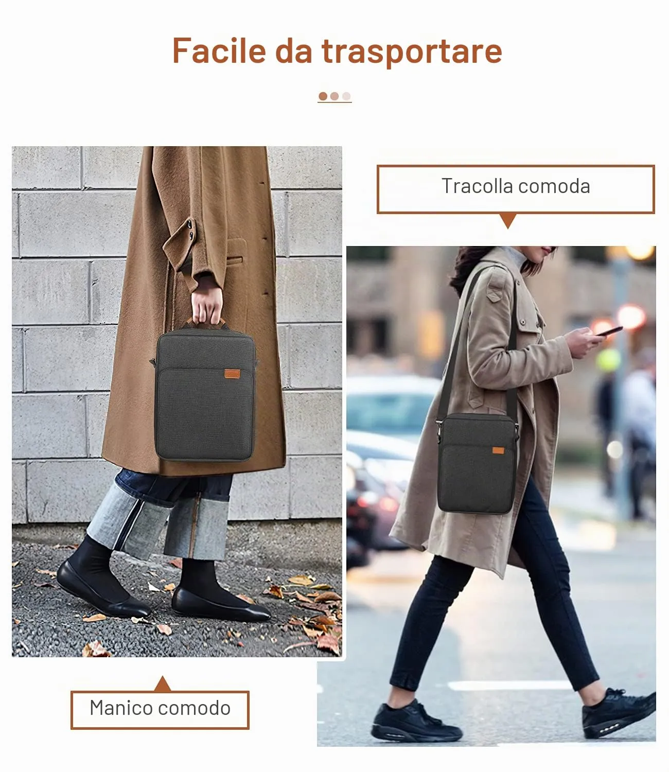 MoKo Tablet 9-11 pollici borsa sleeve nero grigio imbottita manico