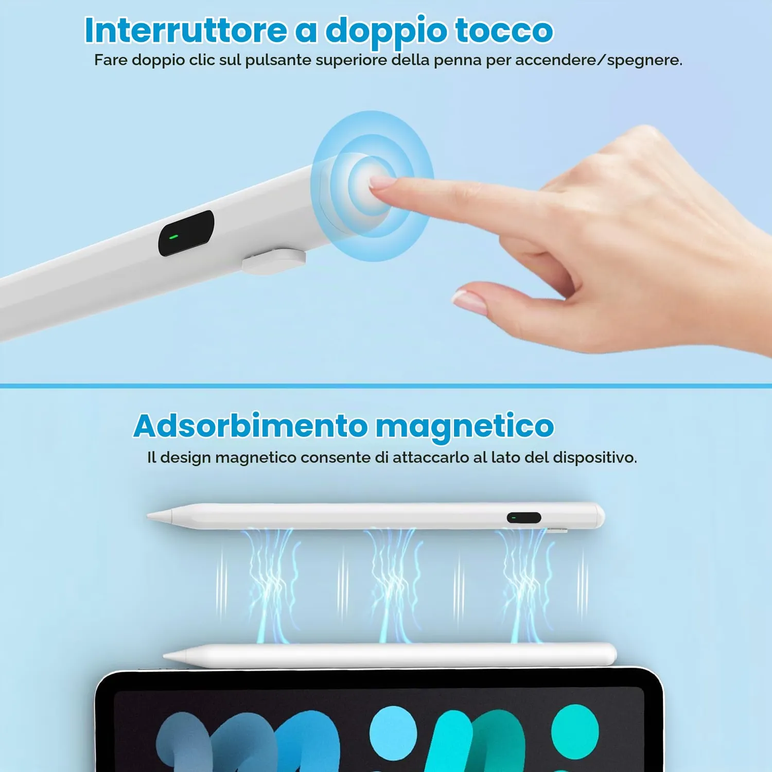 MoKo penna stilo universale touch bianca display batteria