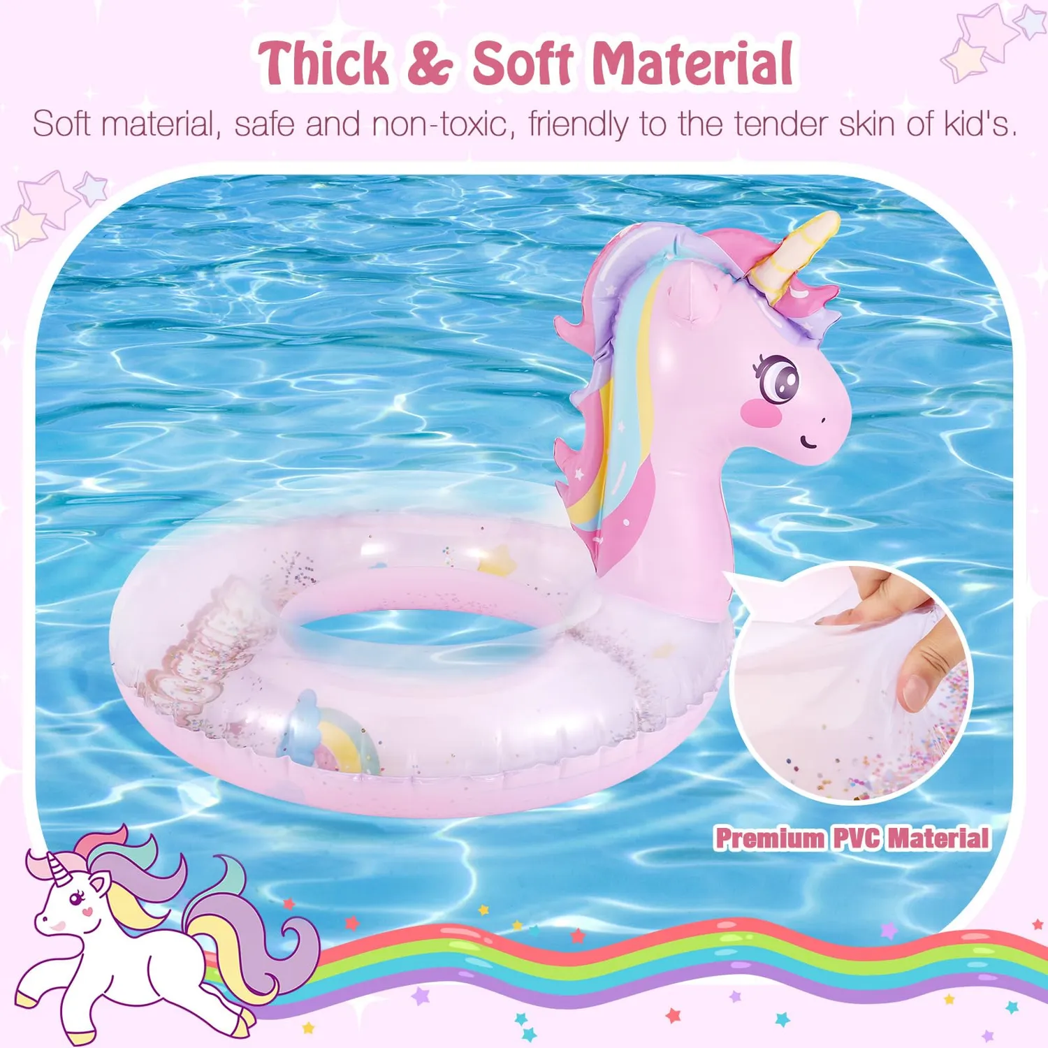 MoKo Ciambella Nuoto Bambini Unicorno Rosa 70 143cm