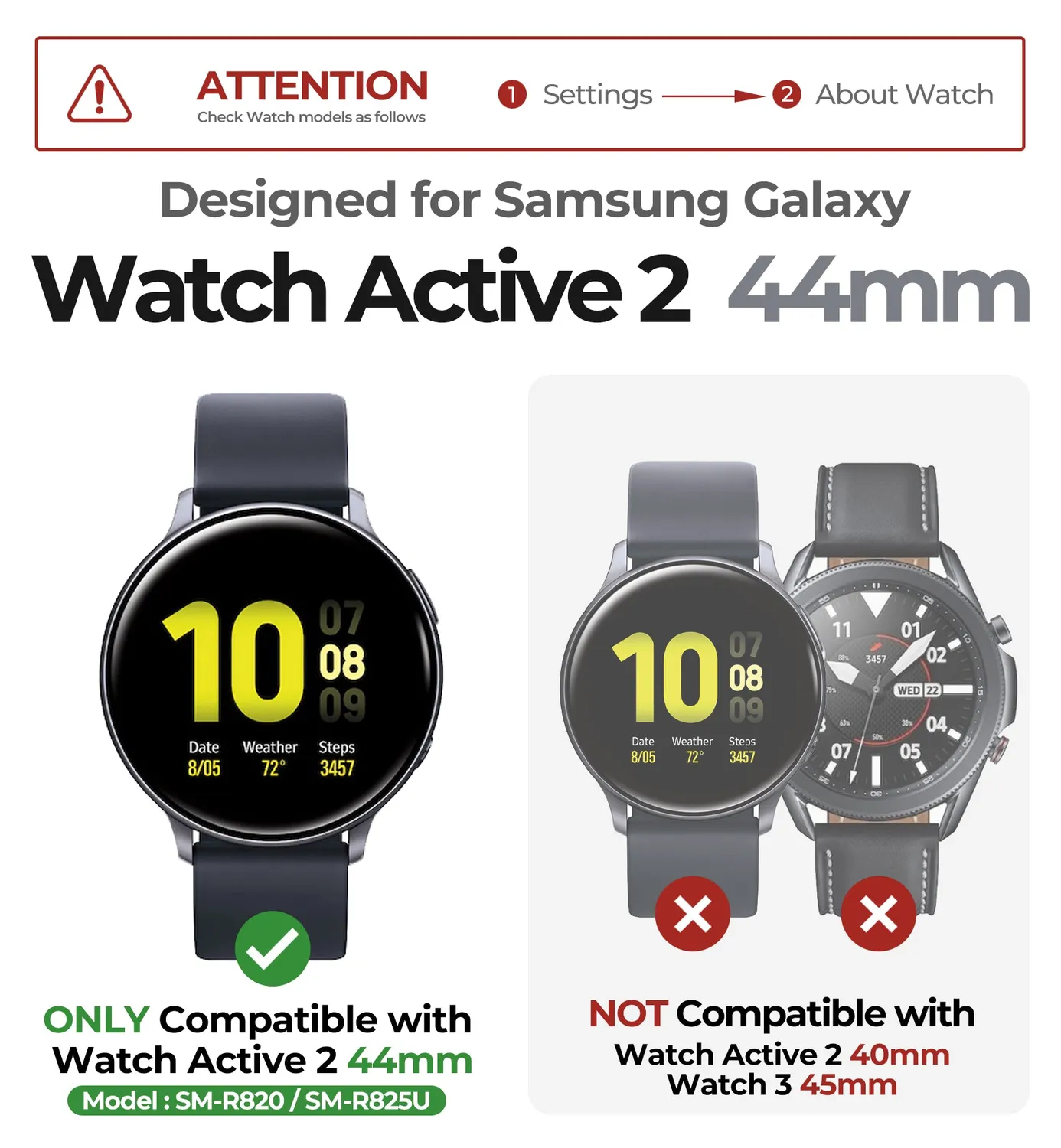 Dexnor Galaxy Watch Active 2 44mm cinturino nero silicone