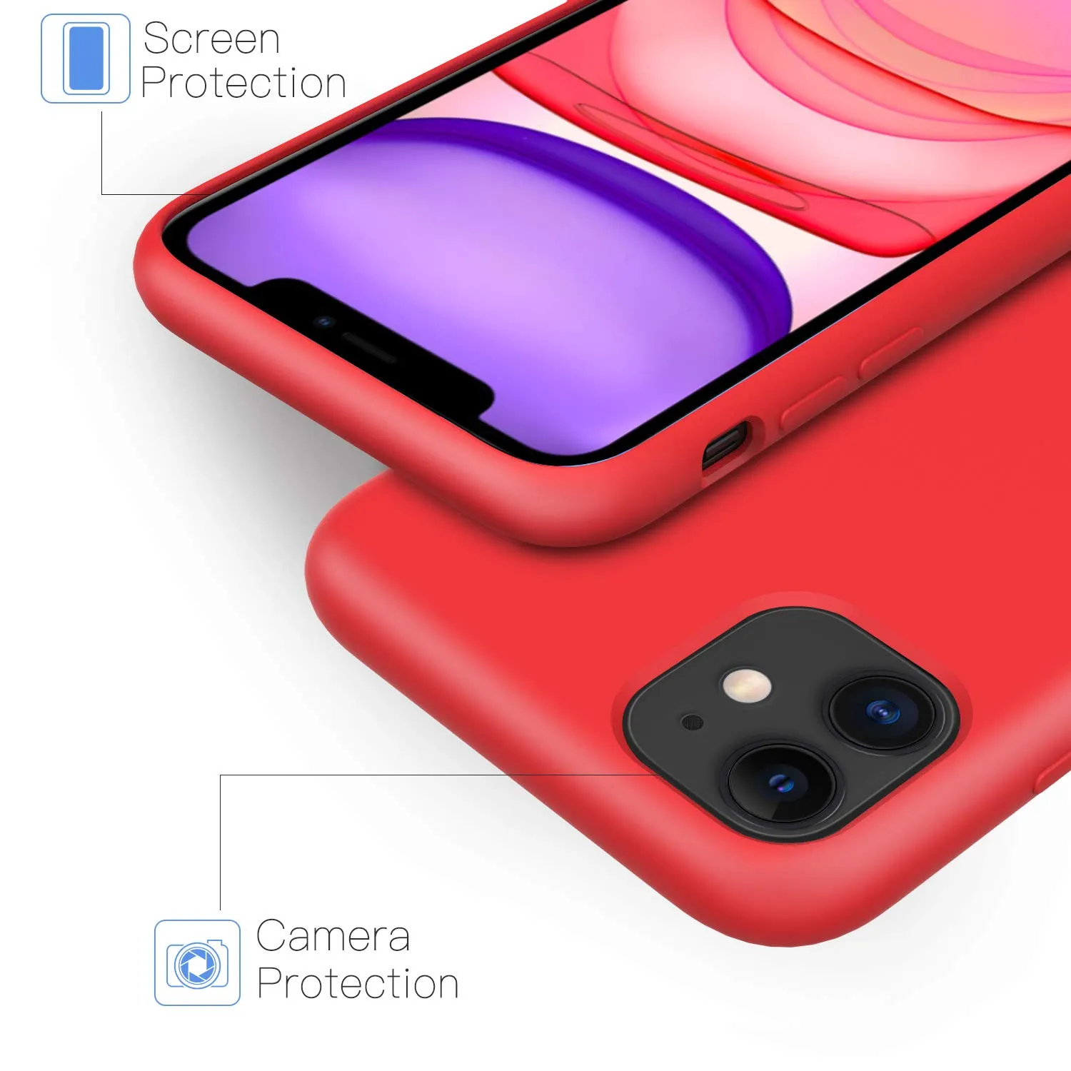 MoKo Cover iPhone 11 Custodia Silicone Rossa Antigraffio