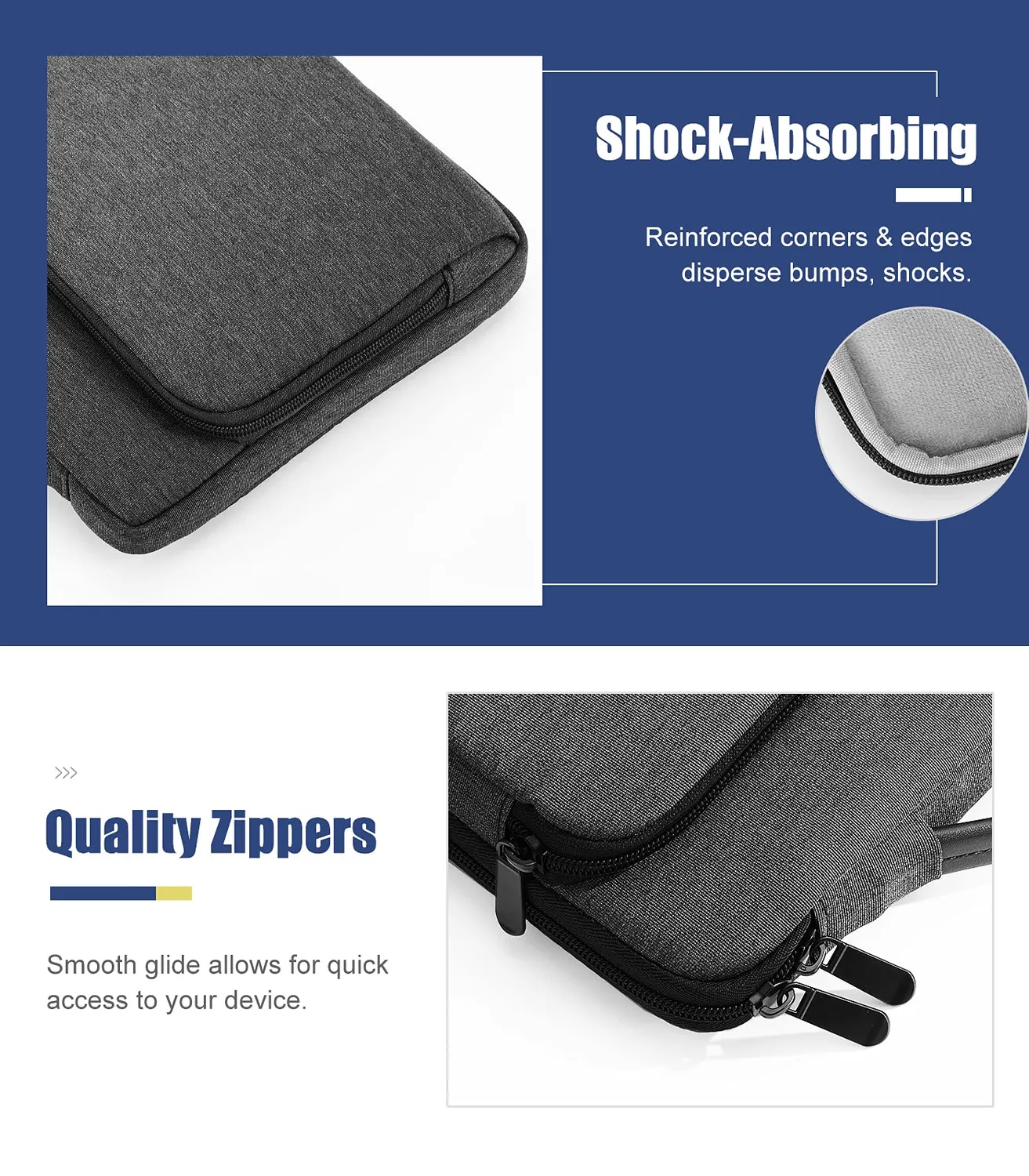 MoKo Borsa Tablet 9-11 Pollici Manico Nero Grigio