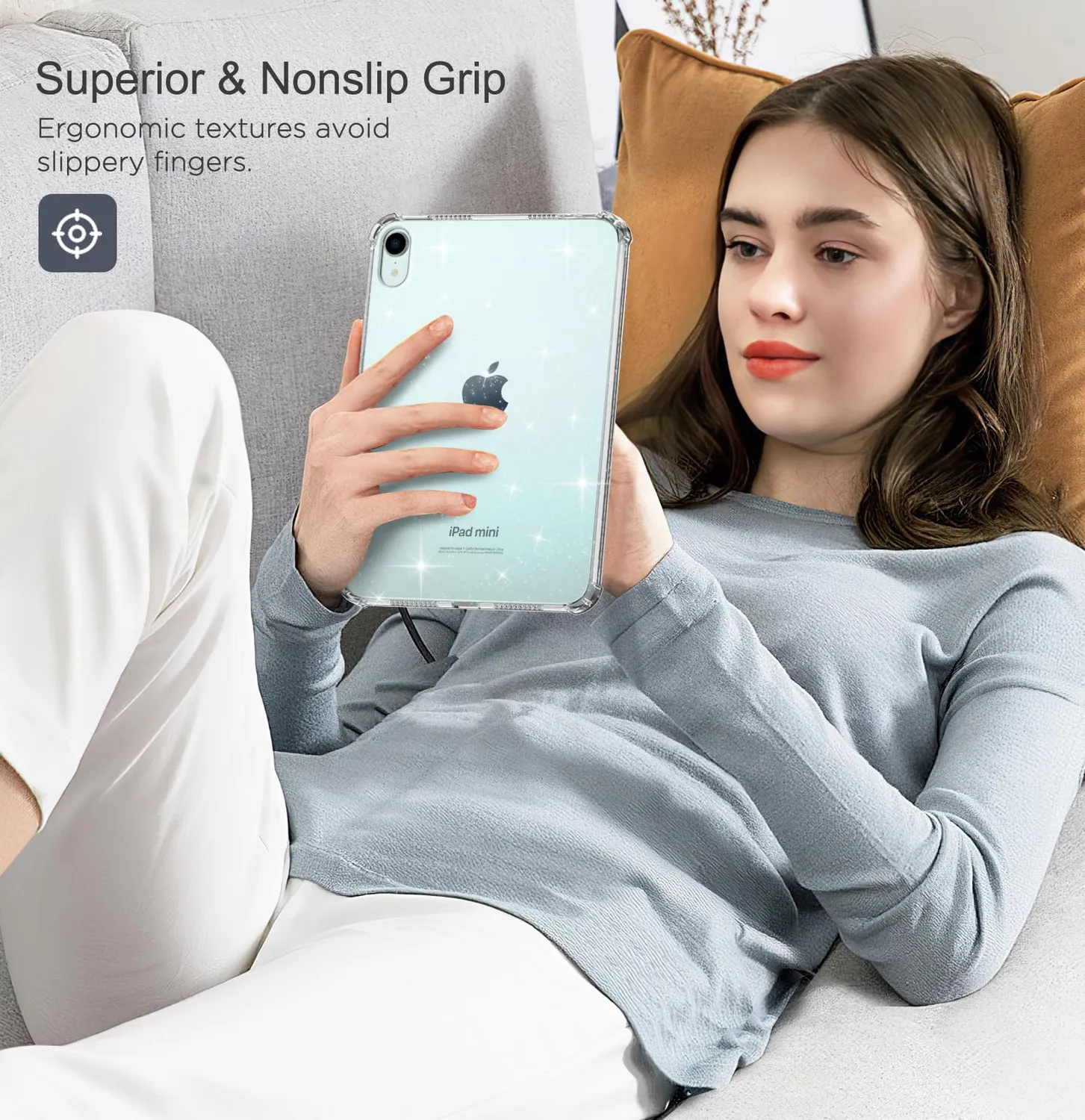 MoKo Cover iPad mini 7/6 8,3" Trasparente Glitter Chiaro TPU
