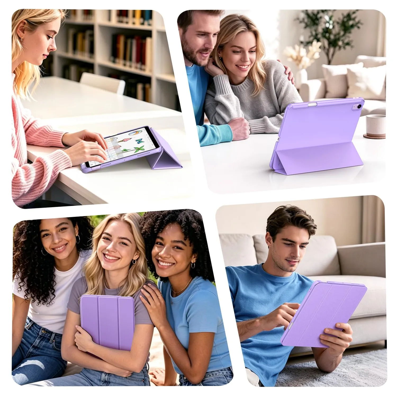 MoKo Custodia Sottile iPad Air 11 Lilla Doppio Angolo Penna