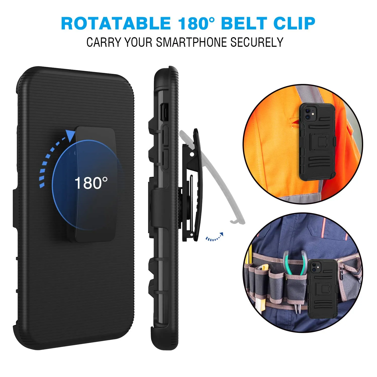 MoKo iPhone 11 Cover Antiurto Nera con Clip Cintura
