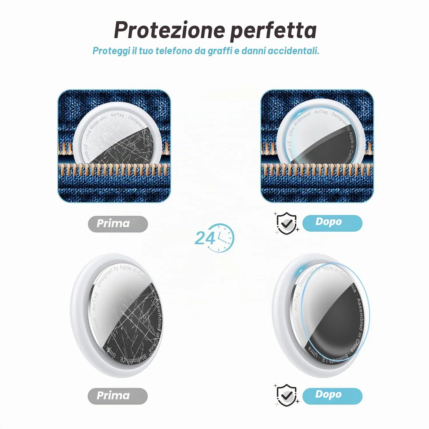 CloudValley Pellicola AirTag 2021 TPU Trasparente 8 Pezzi
