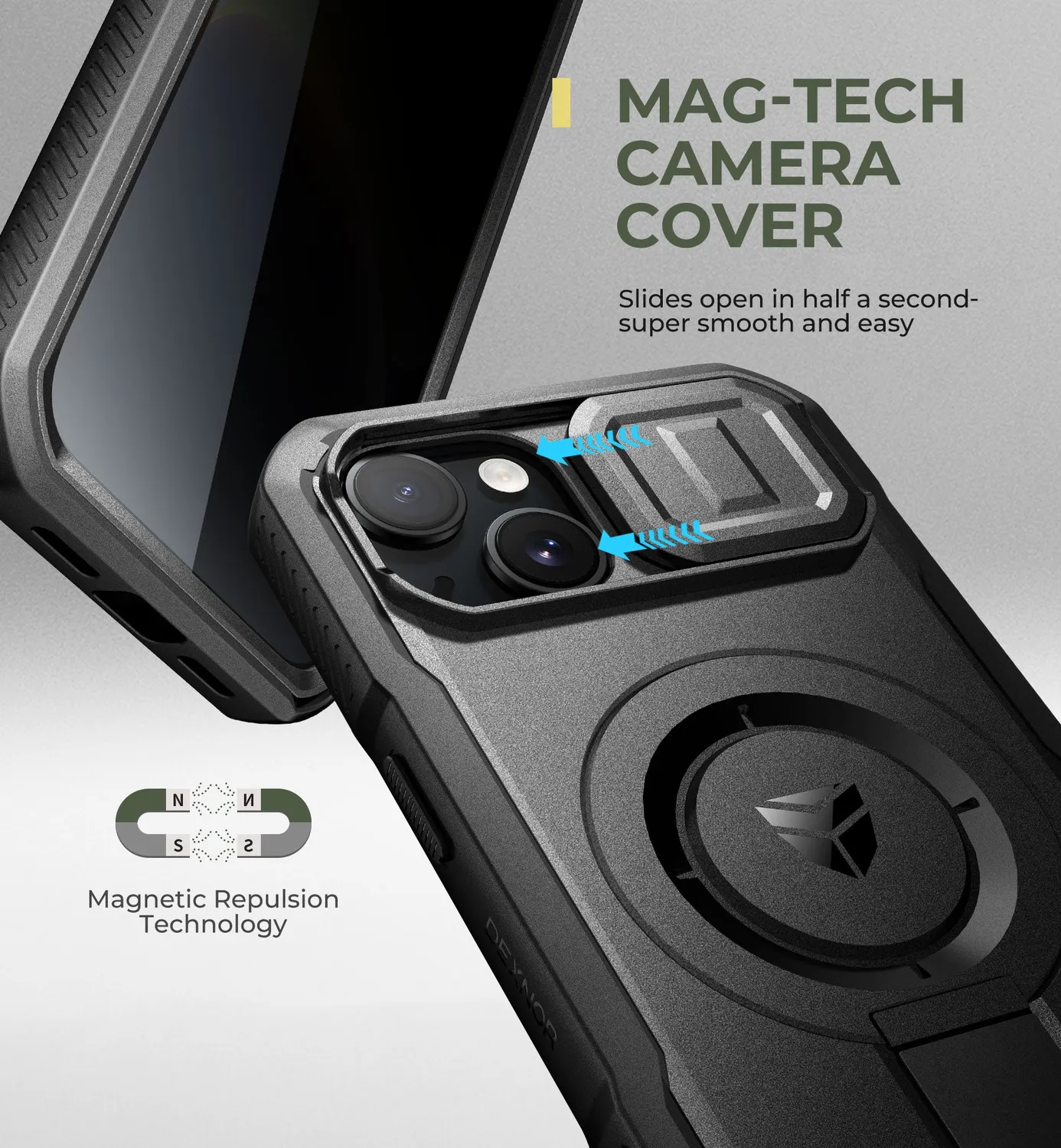 Dexnor per iPhone 14 cover privacy nera con stand